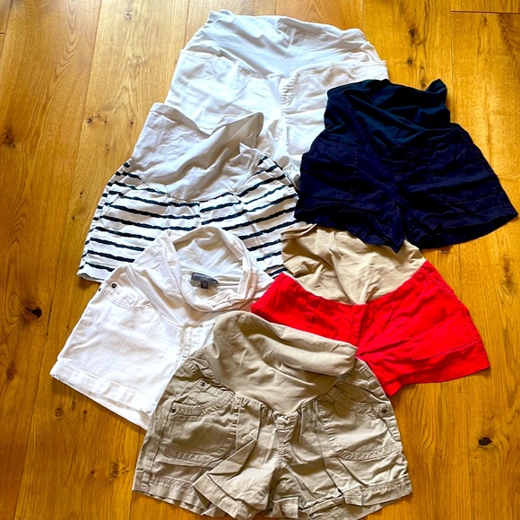 Maternity Shorts Lot- size medium.  Pea In A Pod & more (6 pair) - Picture 1 of 7